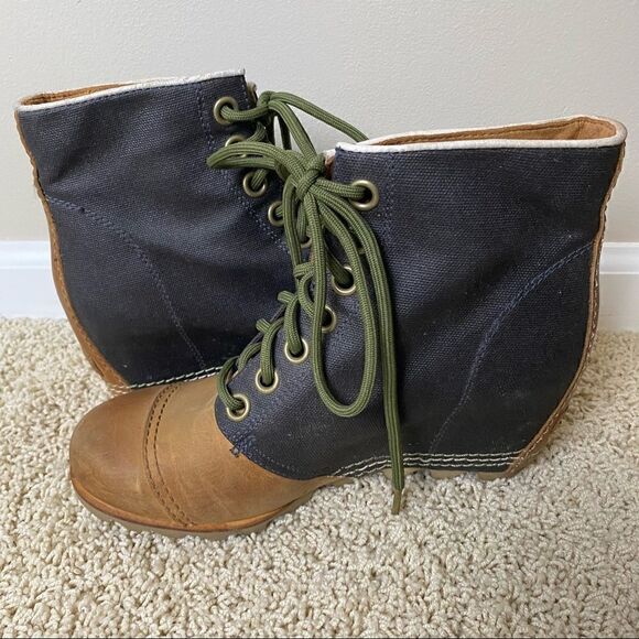 Sorel PDX Wedge Boots Lace Up Lexie Wedge Elk Camel Brown 8.5 - Picture 2 of 6
